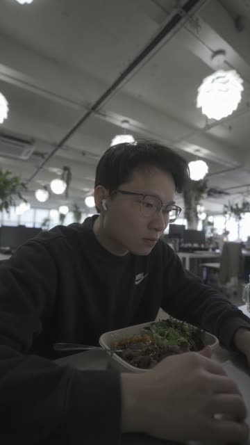 Eating lunch.
