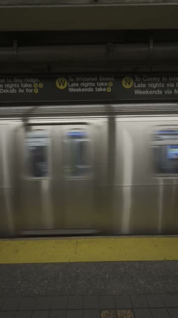 A subway train pulling in.